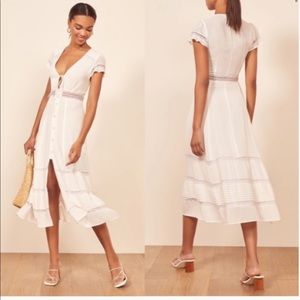 Reformation Garland MIDI Dress Size 0 Ivory